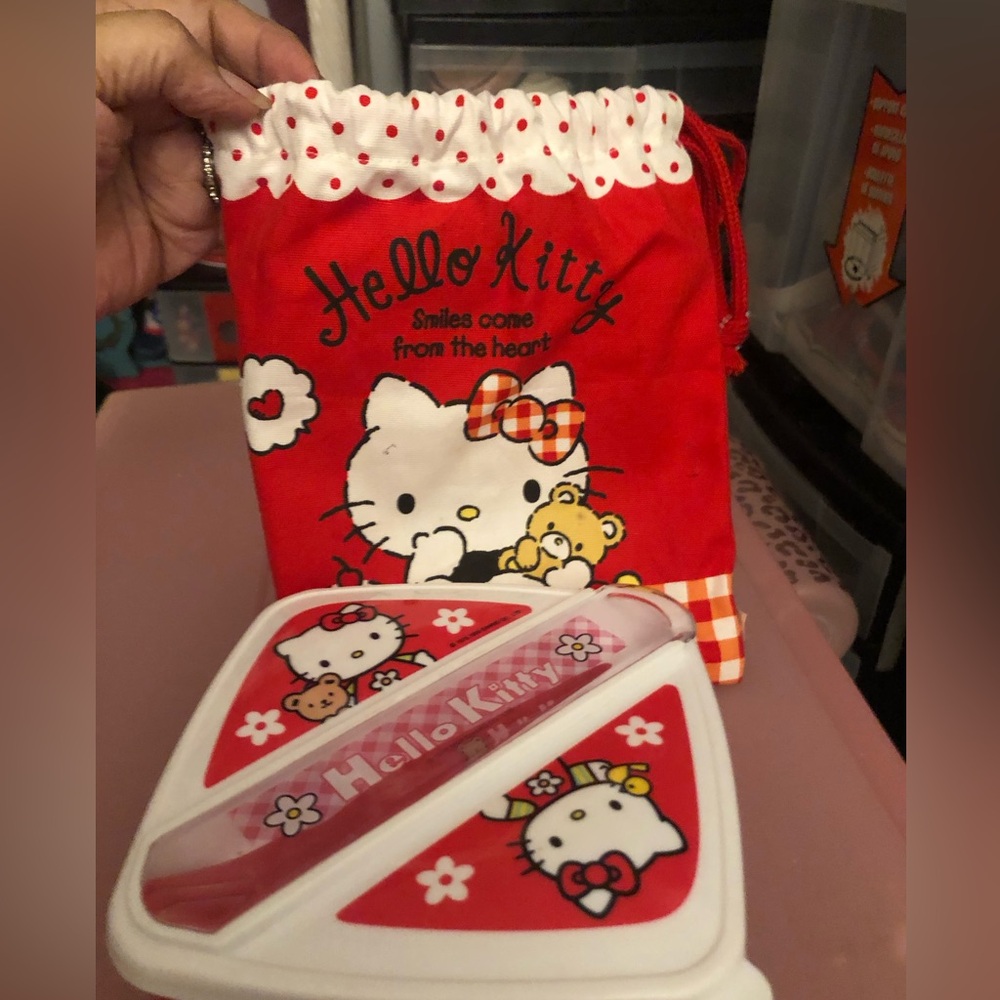 vintage Sanrio Hello Kitty Bento Lunch Box Red